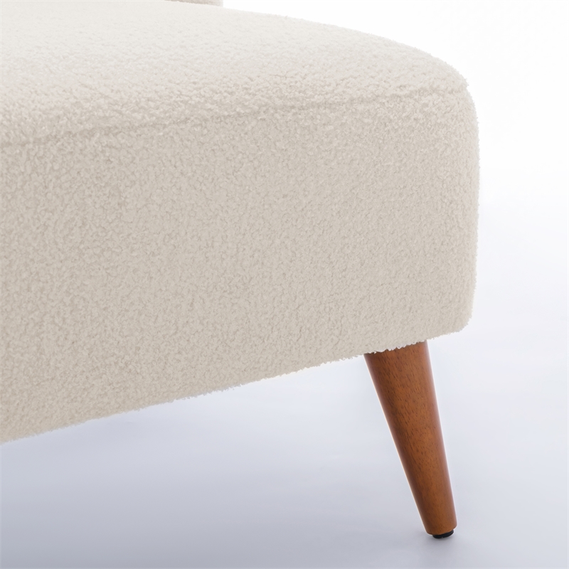 Vesper Milky White Textured Polyester Boucle Fabric Accent Chair