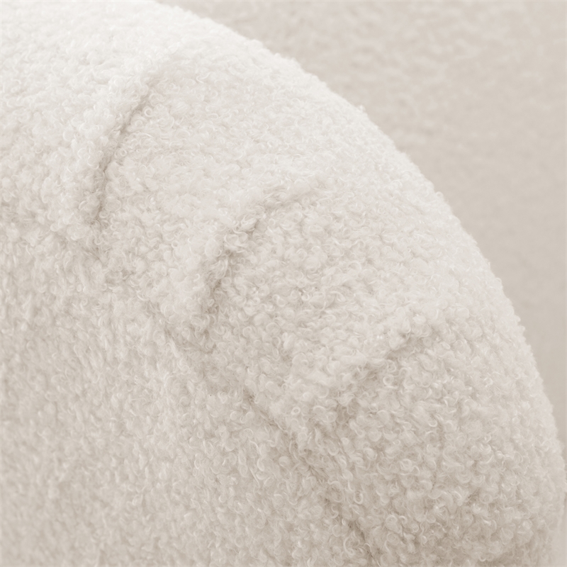 Vesper Milky White Textured Polyester Boucle Fabric Accent Chair