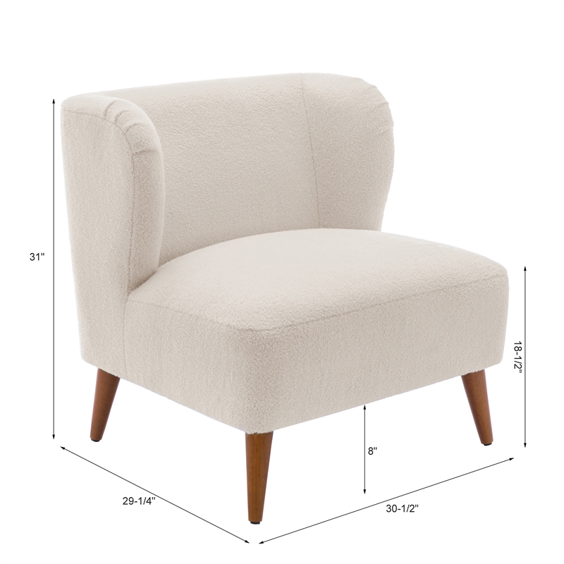 Vesper Milky White Textured Polyester Boucle Fabric Accent Chair