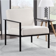 Milano Polyester Oatmeal Cream Stationary Black Metal Accent Chair