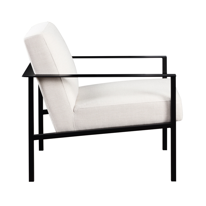 Milano Polyester Oatmeal Cream Stationary Black Metal Accent Chair