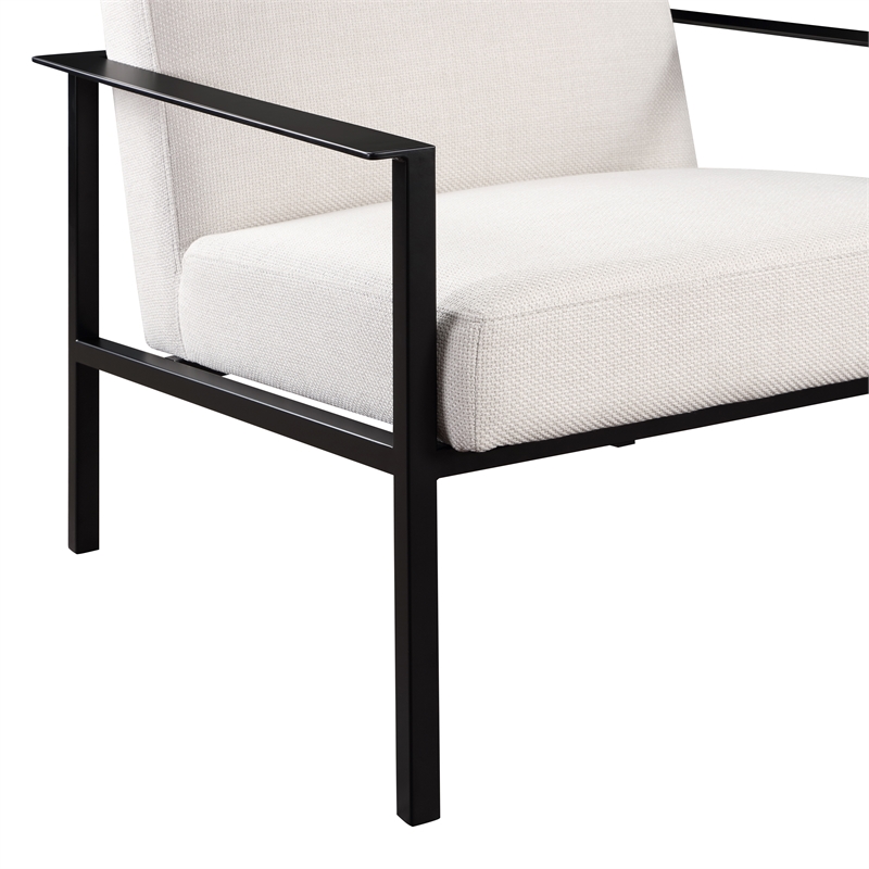 Milano Polyester Oatmeal Cream Stationary Black Metal Accent Chair