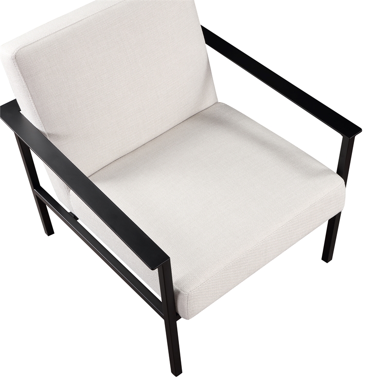 Milano Polyester Oatmeal Cream Stationary Black Metal Accent Chair