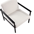 Milano Polyester Oatmeal Cream Stationary Black Metal Accent Chair