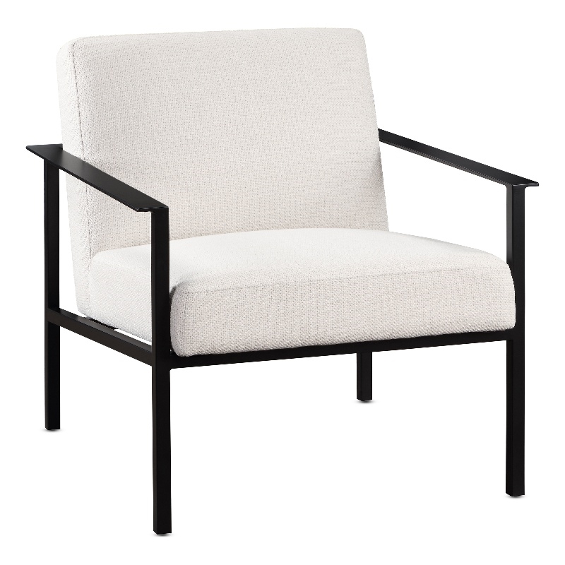Milano Polyester Oatmeal Cream Stationary Black Metal Accent Chair