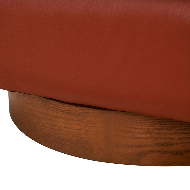 Taos Caramel  100 percent Top Grain Leather Wood Base Swivel Barrel Chair