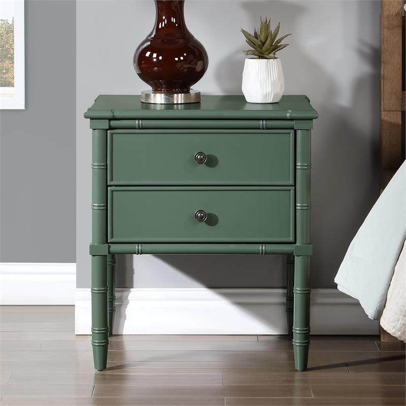 Comfort Pointe Ellison Vintage Green Wood 2-drawer Coastal Style Nightstand