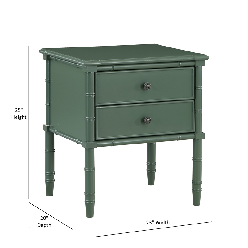 Comfort Pointe Ellison Vintage Green Wood 2-drawer Coastal Style Nightstand
