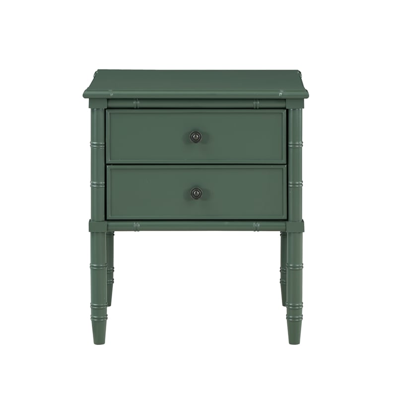 Comfort Pointe Ellison Vintage Green Wood 2-drawer Coastal Style Nightstand