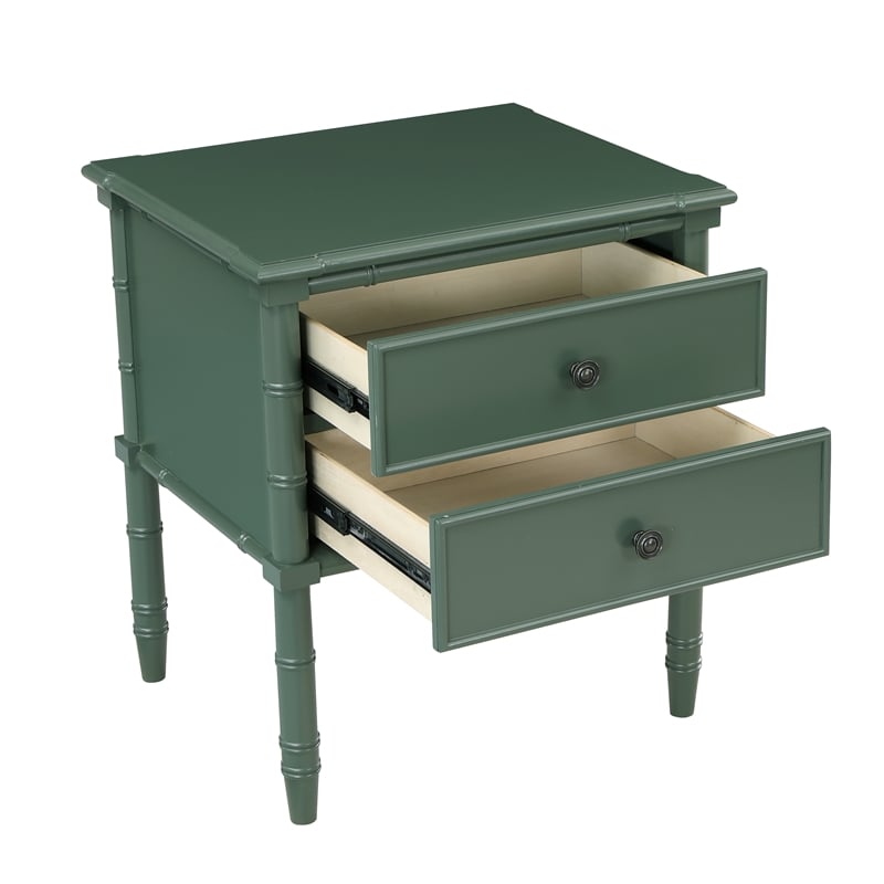 Comfort Pointe Ellison Vintage Green Wood 2-drawer Coastal Style Nightstand