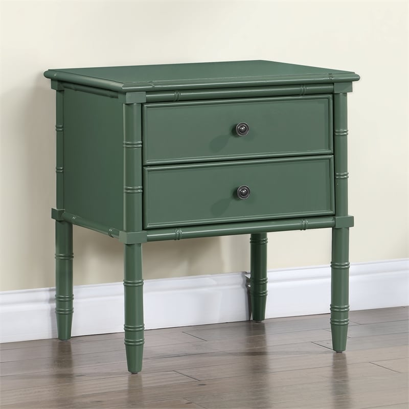 Comfort Pointe Ellison Vintage Green Wood 2-drawer Coastal Style Nightstand