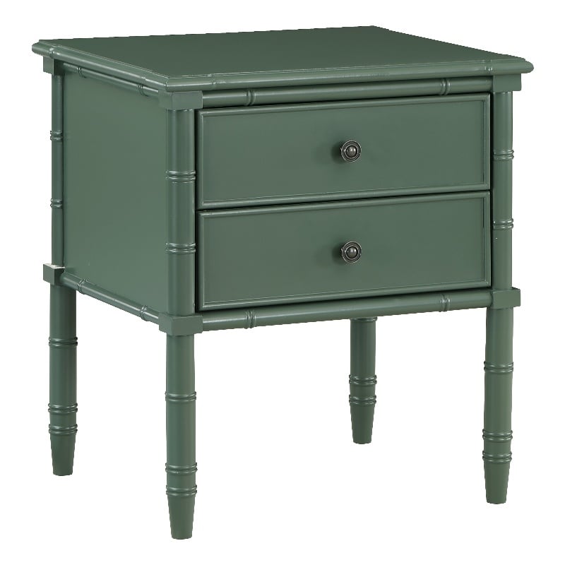 Comfort Pointe Ellison Vintage Green Wood 2-drawer Coastal Style Nightstand