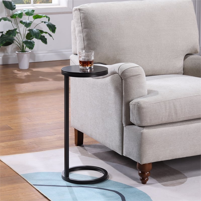 Comfort Pointe York Round Modern Metal Accent Table in Antique Bronze