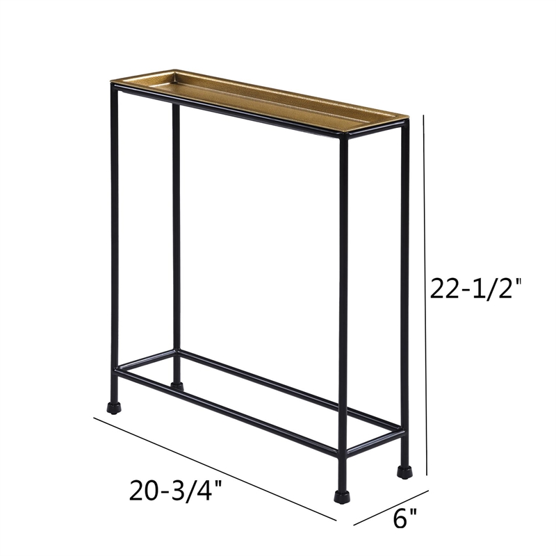 Comfort Pointe Tivoli Tray Top Modern Metal Accent Table in Antique Brass/Bronze