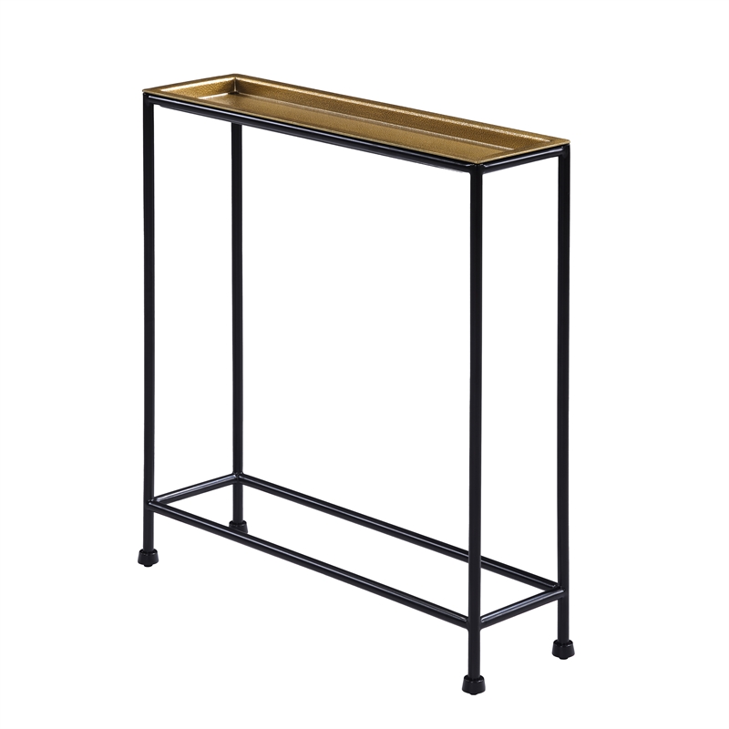 Comfort Pointe Tivoli Tray Top Modern Metal Accent Table in Antique Brass/Bronze