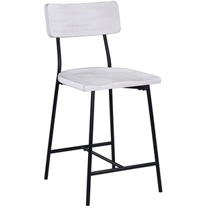 Comfort Pointe Bari 24.25&quot Metal/Wood Counter Stool in Whitewash/Black