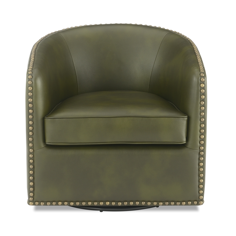 Comfort Pionte Tyler Fern Green Faux Leather Swivel Arm Chair