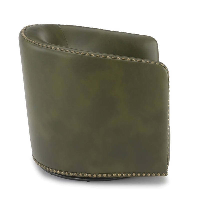 Comfort Pionte Tyler Fern Green Faux Leather Swivel Arm Chair