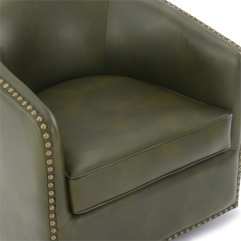 Comfort Pionte Tyler Fern Green Faux Leather Swivel Arm Chair