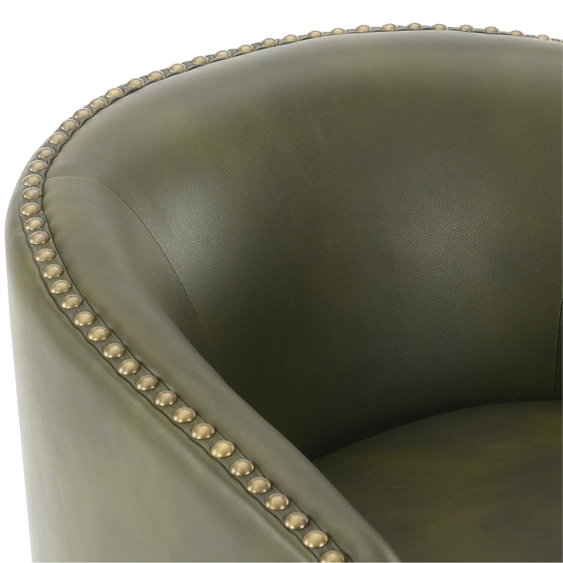 Comfort Pionte Tyler Fern Green Faux Leather Swivel Arm Chair