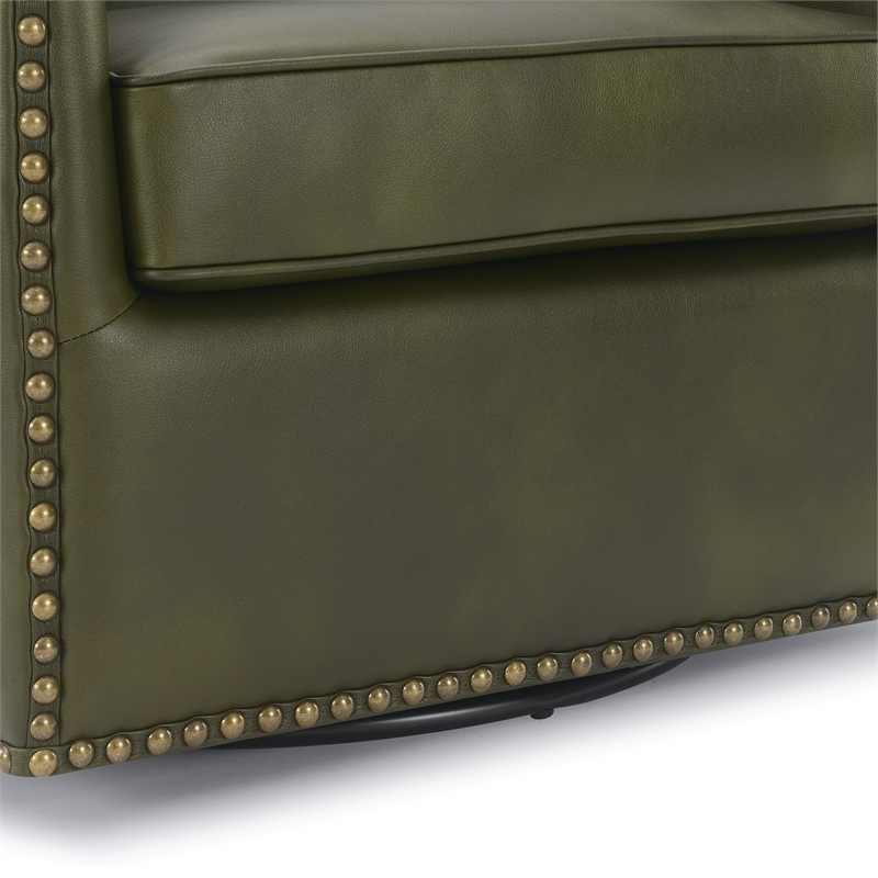 Comfort Pionte Tyler Fern Green Faux Leather Swivel Arm Chair