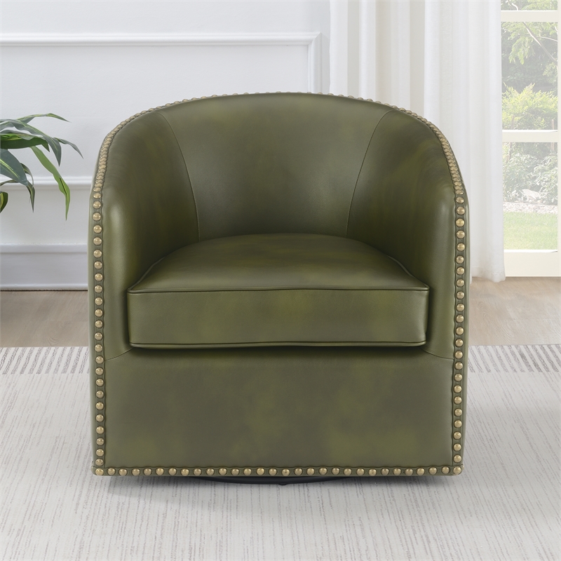 Comfort Pionte Tyler Fern Green Faux Leather Swivel Arm Chair