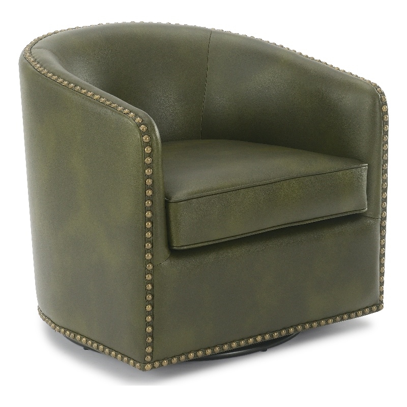 Comfort Pionte Tyler Fern Green Faux Leather Swivel Arm Chair