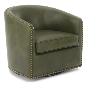 Comfort Pionte Tyler Fern Green Faux Leather Swivel Arm Chair