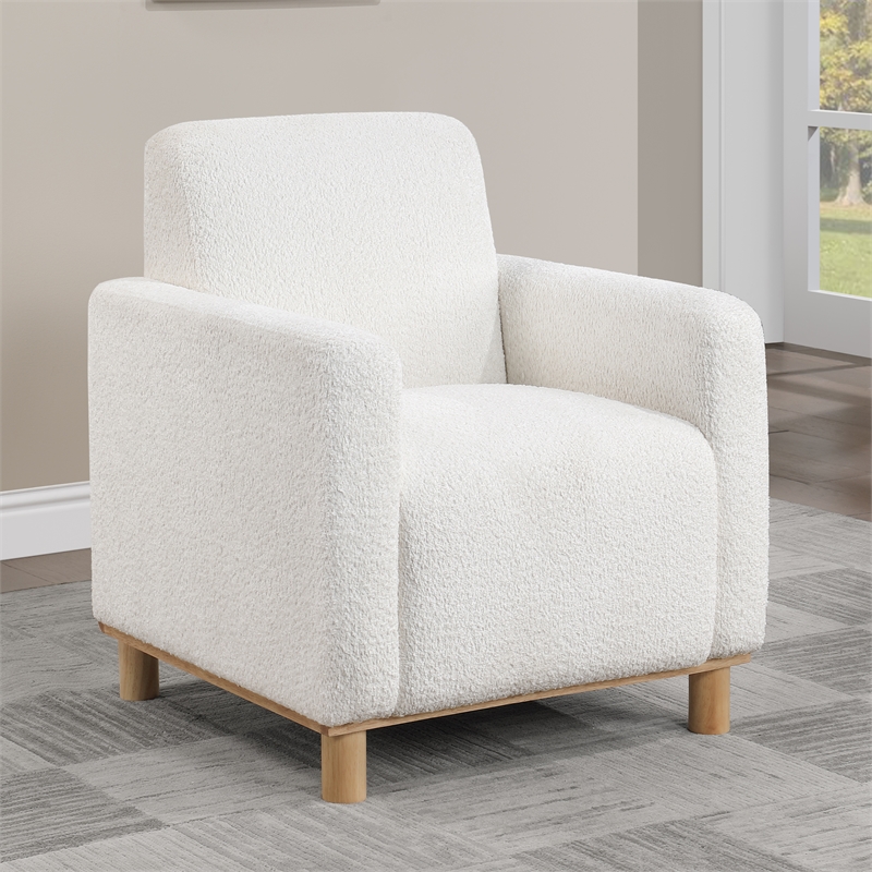 Comfort Pointe Maizie White Polyester Boucle Fabric Arm Chair
