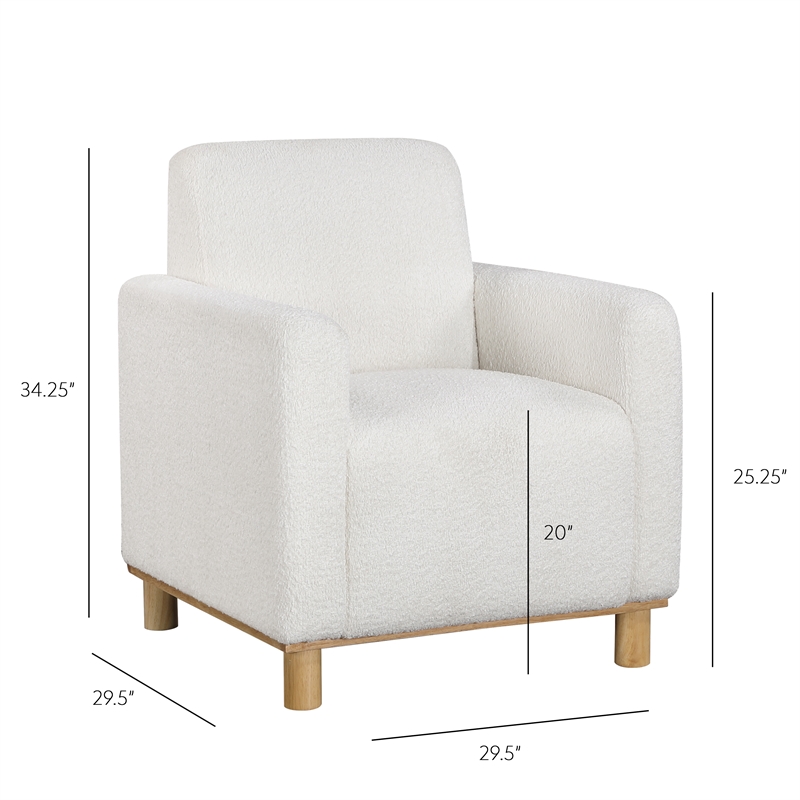 Comfort Pointe Maizie White Polyester Boucle Fabric Arm Chair