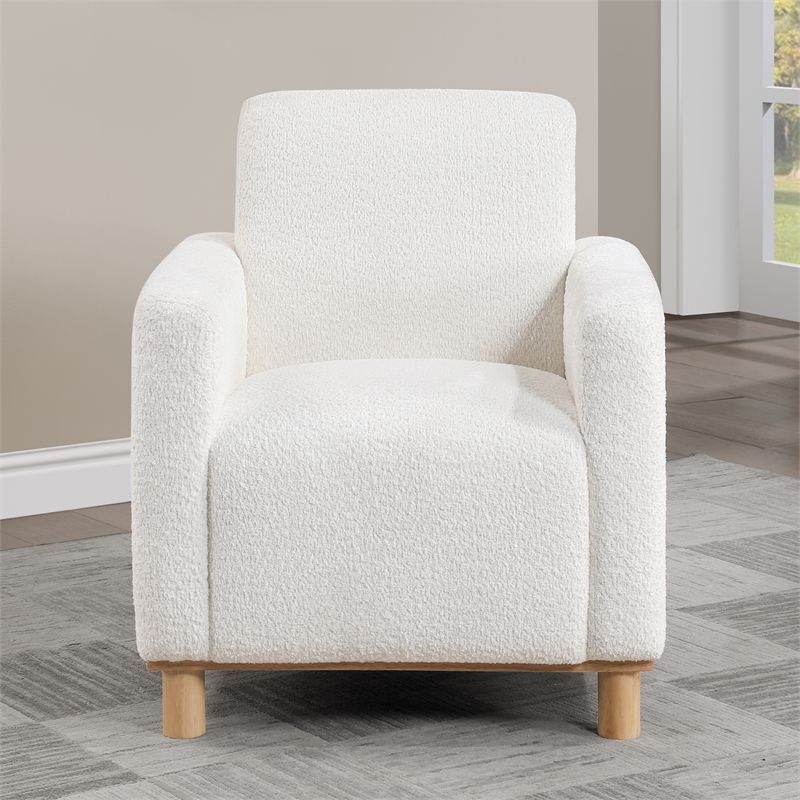 Comfort Pointe Maizie White Polyester Boucle Fabric Arm Chair