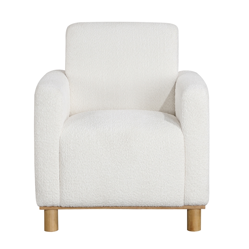Comfort Pointe Maizie White Polyester Boucle Fabric Arm Chair
