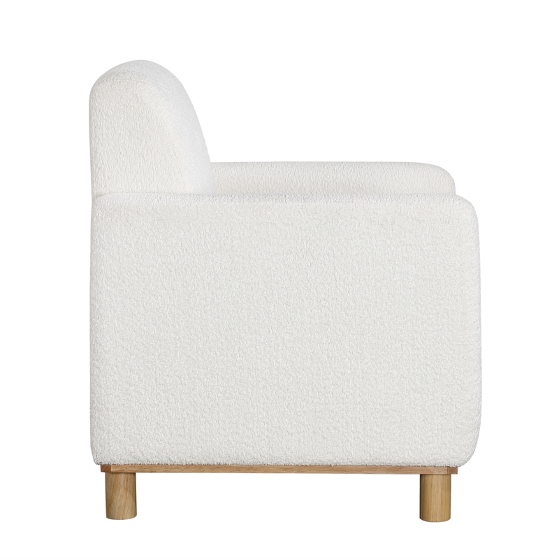 Comfort Pointe Maizie White Polyester Boucle Fabric Arm Chair