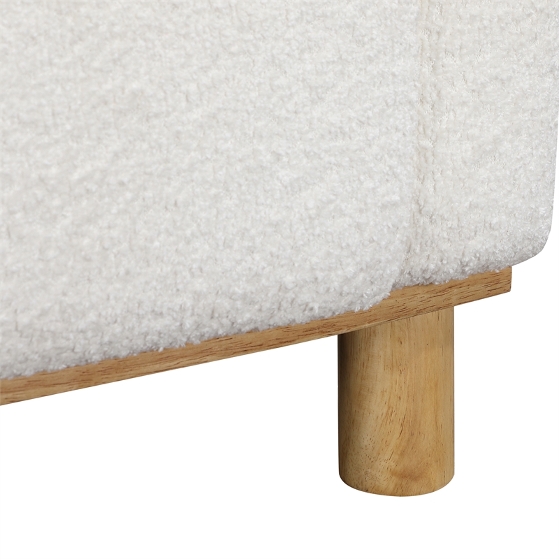 Comfort Pointe Maizie White Polyester Boucle Fabric Arm Chair
