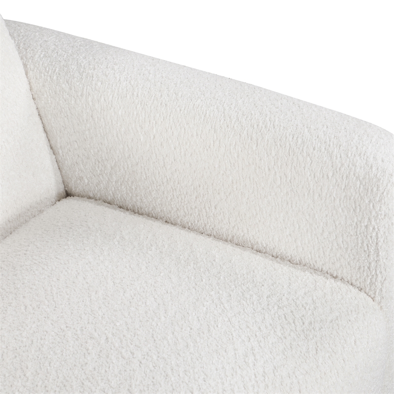 Comfort Pointe Maizie White Polyester Boucle Fabric Arm Chair