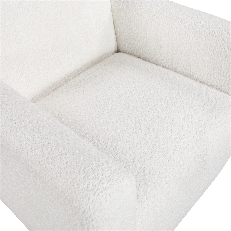 Comfort Pointe Maizie White Polyester Boucle Fabric Arm Chair