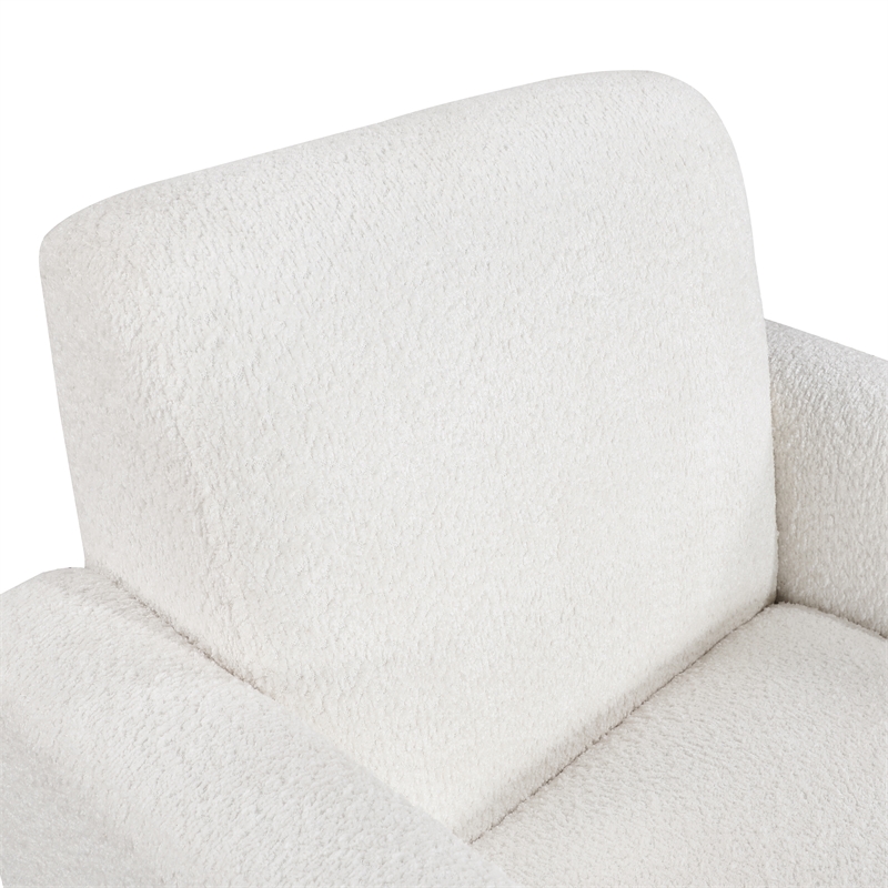 Comfort Pointe Maizie White Polyester Boucle Fabric Arm Chair