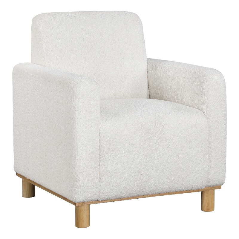 Comfort Pointe Maizie White Polyester Boucle Fabric Arm Chair