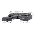 Comfort Pointe Casella Modular Charcoal Polyester Fabric 6-Piece Sectional