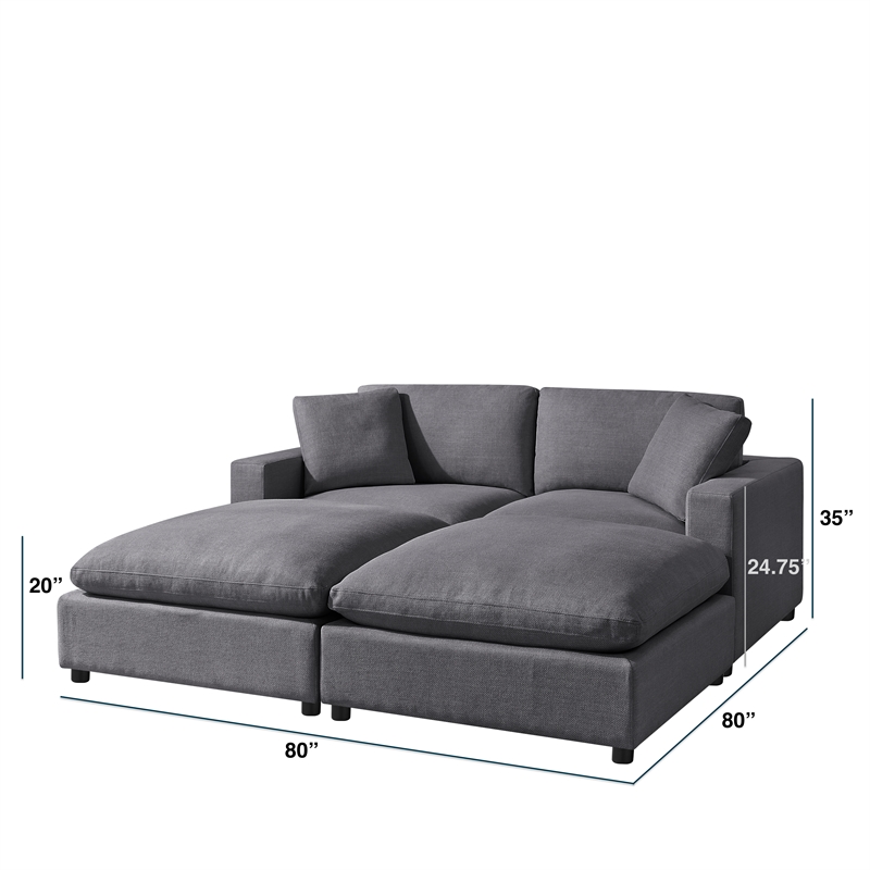 Comfort Pointe Casella Modular Charcoal Fabric 4-Piece Chofa Sectional