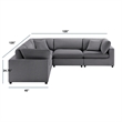 Comfort Pointe Casella Modular Charcoal Fabric 5-Piece Sectional