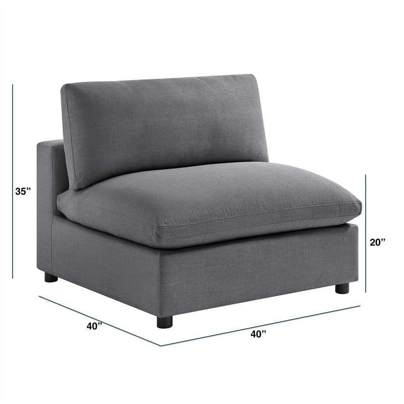 Comfort Pointe Casella Charcoal Fabric Armless Slipper Accent Chair