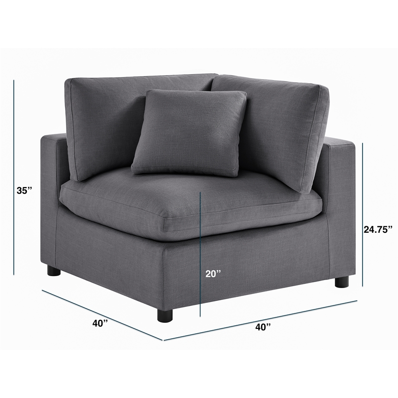 Comfort Pointe Casella Charcoal Polyester Fabric Corner Wedge Accent Chair