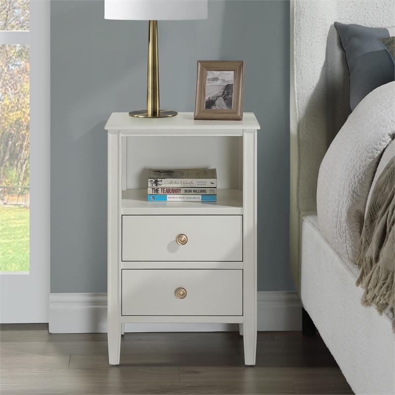 Comfort Pointe Winsley 2-drawer Antique White Painted Wood Storage Nightstand