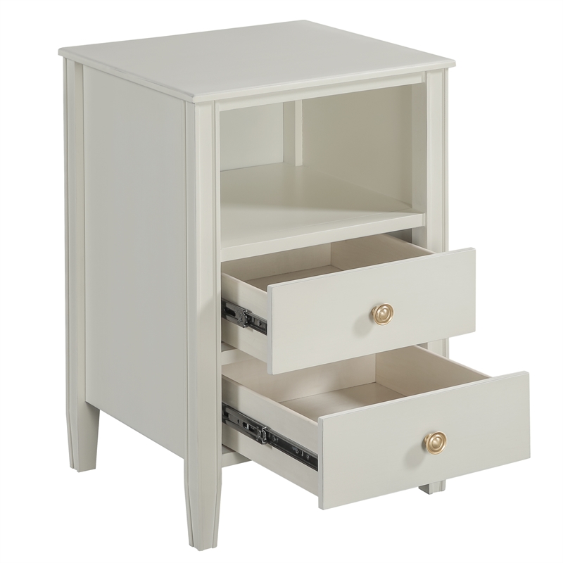 Comfort Pointe Winsley 2-drawer Antique White Painted Wood Storage Nightstand