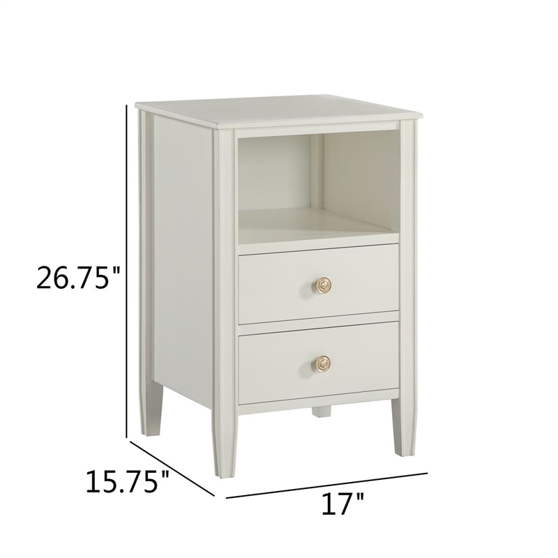 Comfort Pointe Winsley 2-drawer Antique White Painted Wood Storage Nightstand