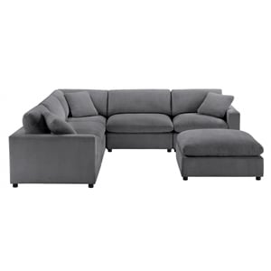 Comfort Pointe Casella Modular Charcoal Corduroy Fabric 6-Piece Sectional