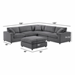 Comfort Pointe Casella Modular Charcoal Corduroy Fabric 6-Piece Sectional