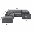 Comfort Pointe Casella Modular Charcoal Corduroy Fabric 6-Piece Sectional