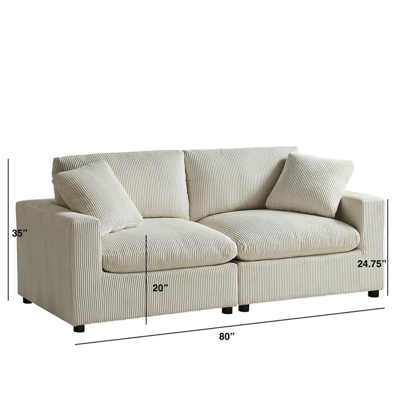 Comfort Pointe Casella Modular Beige Corduroy Fabric 2-Piece Sofa